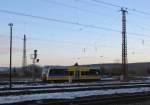 Burgenlandbahn 672 905 als RB 34882 von Naumburg (S) Ost nach Wangen (U), am 27.01.2014 in Naumburg (S) Hbf.