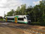 Vogtlandbahn VT 53 als EB 80679 von Leinefelde nach Erfurt Hbf, am 16.08.2012 in Erfurt Gispersleben.