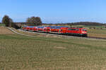 Am 30. März 2021 kam die 111 201 vor dem RE 57426 nach Memmingen zum Einsatz. Bei Kottgeisering durcheilt sie die noch vorfrühlingshaft kahle Landschaft. 