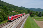 612 155 DB Regio als RE 3558/3018 (Regensburg Hbf / Neustadt (Waldnaab) - Nürnberg Hbf) bei Hersbruck rechts der Pegnitz, 28.06.2021