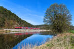 Die 218 403 beförderte am Vormittag des 16. April 2025 den RE 4859 auf seiner Fahrt von Hof nach München HBF bis Regensburg. Bei Pfreimd in der Oberpfalz konnte ich den Regionalzug am Ufer der Naab fotografieren. 