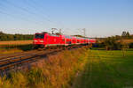 146 242 DB Regio mit RE 4860 (München Hbf - Nürnberg Hbf) bei Batzhausen, 10.10.2021