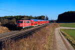 111 190 DB Regio mit RE 4858 (München Hbf - Nürnberg Hbf) bei Parsberg, 09.02.2022