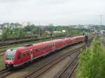 612 Doppelgespann bei Einfahrt in Hof Hbf aus Dresden zur Weiterfahrt nach Nrnberg am 10.05.09 .