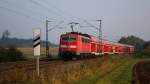 111 207-7 mit RB 32123 Nrnberg-Plattling am 14.10.2010 bei Batzhausen.