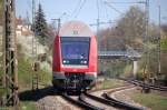 Steuerwagen der RB aus Kronach bei der Einfahrt im Bhf Lichtenfels  14.04.07