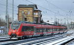 DB Regio Nordost mit der RB24 nach Senftenberg mit  442 827  am 11.02.21 Berlin Greifswalder Str.