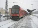 Hier ein RE3 von Elsterwerder nach Schwedt/Oder Hbf., bei der Einfahrt am 30.1.2010 in Angermnde.