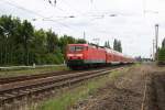 3.6.2012 Bernau (bei Berlin) RE 3 bei der Ausfahrt.