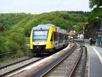 HLB-LINT-TRIEBWAGEN RB 45 IM LAHNTAL BEI WEILBURG  Am 6.5.2019 ist VT 257.1/LINT auf dem wohl romantischsten Abschnitt der  LAHNTALBAHN hinter WEILBURG auf dem Weg nach LIMBURG....