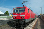 BR 143 637 pushes RB 75 through Nauheim towards Aschaffenburg on 09 May 2016.