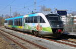 MV-Design 642 041 am 28.03.2025 im Rostocker Hbf.