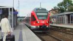 Ein Flirt der DB fhrt in Bergen auf Rgen ein. Ziel ist Rostock, also noch gut 1,5 Stunden Fahrt.