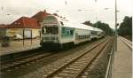 Eine frhre Regionalbahn von Binz-Bergen/Rgen stand im Oktober 1999 in Binz.