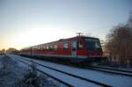 BR 628/928 auf der Strecke Uelzen in Richtung Braunschweig als RB am Winterlichen Abend.