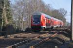 RHEINE (Kreis Steinfurt), 29.03.2011, RE15 nach Emden Hbf kurz nach Durchfahrt durch den Bahnhof Rheine-Mesum