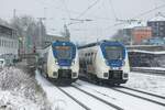 Nationalexpress 154 (442 154) mit RB48 & Nationalexpress 365 (442 365) als RE7 in Wuppertal, Januar 2024.