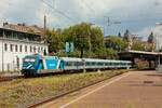 GfF Wittenberger Steuerwagen mit RE13 Ersatzzug  Maas-Wupper-Express  schiebend mit TCS 101 133-7 in Wuppertal, Juli 2025.