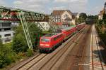 DB 111 146-7 mit RE4 in Wuppertal, Juli 2014.