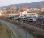Trans Regio 460 003-7 als MRB 84148 aus Mainz Hbf, bei der Einfahrt im Endbahnhof Bingen (Rhein) Hbf; 23.03.2010
