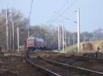 RE 36111 nach Leipzig Hbf, gesehen am 24.2.08 zwischen Dessau und Rolau am ehem.