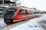 642 699 als RB Stendal-Rathenow kurz vor seiner Abfahrt am 16.02.2010 im Bahnhof von Stendal