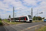 Start Mitteldeutschland 1648 402 + 1648 428 als RE 74850 von Magdeburg Hbf nach Erfurt Hbf, am 02.07.2026 in Erfurt Ost. Standort ist am Bahn�bergang.