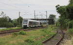 Start Mitteldeutschland 1648 911 + 1648 919 als RE 74850 von Erfurt Hbf nach Magdeburg Hbf, am 07.07.2026 in Erfurt Ost. Standort ist am Bahn�bergang.
