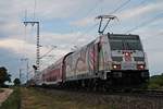 Am Nachmittag des 22.05.2018 fuhr 146 227-4  Bahnprojekt Stuttgart-Ulm  mit einer RB (Offenburg - Basel Bad Bf) und der 146 231-6, welche als Steuerwagen-Ersatz mitlief, bei Müllheim (Baden) in