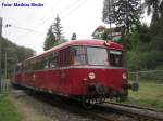 Deutscher Schienenbus bei der Einfahrt Koblenz. dieser Zug Pendelte der ganze Tag zwischen Waldshut und Koblenz hin und her.