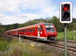 611 503 als IRE 3360 von Ulm nach Basel durchfährt am 09.09.2011 den Schussentobel bei km 163.2 (BÜ in Durlesbach)