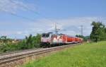 146 227 mit IRE 4225 auf der Filsbahn unterwegs nach Lindau.Aufgenommen bei Kuchen an der Fils am 23.6.2012