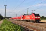 Am 24.Juli 2013 schob 146 112 einen RE durch Mllheim(Baden) nach Freiburg(Breisgau) Hbf.