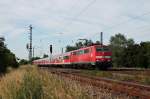 Einfahrt von 111 064 mit einer RB nach Schliengen in Orschweier. (06.06.2014)