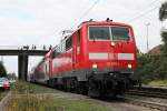 Am 25.09.2014 hilf die 111 050-1 vom BW Freiburg im RE Dienst zwischen Offenburg und Schliengen aus, da eine Planmäßige 146.1/.2 ausgefallen ist.
