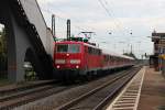 Am 29.09.2014 legte die 111 061 einen kurzen Halt in Orschweier mit einer RB (Offenburg - Schliengen) ein.