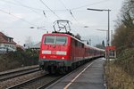 Zwischenhalt am 08.02.2015 von der Freiburger 111 054 mit einer RB (Neuenburg (Baden) - Freiburg (Brsg) Hbf) in Schallstadt.