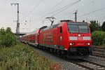 Einfahrt am 10.06.2016 außerplannmäßig über das Überholgleis von 146 111-0  Baden Württemberg erfahren  mit einem RE (Offenburg - Basel Bad Bf) in Müllheim (Baden).