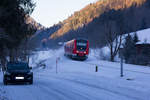 In voller Fahrt die 612 012 auf dem Weg von Oberstaufen nach Immenstadt. 13.12.17