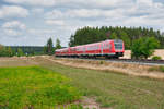 612 595 mit dem RE 3432 (Hof Hbf - Nürnberg Hbf) bei Marktleuthen, 28.07.2019