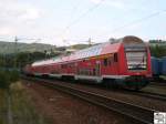 RB 16855 erreicht am 24. August 2008 um 15.51 den Bahnhof Pressig-Rothenkirchen. Als Lok kam 143 859-7 zum Einsatz.