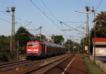 Im besten Licht: 111 223 mit RE4260 Regensburg - Nrnberg bei der Durchfahrt durch Regensburg-Prfening, 15.9.011.