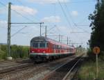 Eine Regionalbahn von Lichtenfels nach Bamberg erreicht am 04. September 2012 Bad Staffelstein.