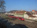 442 274-7 verlässt am 12. März 2014 als RB nach Nürnberg Hbf den Bahnhof Kronach.