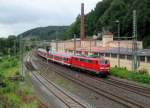 111 178-0 erreicht am 07. Juli 2014 mit einer Regionalbahn aus Bamberg den Endbahnhof Kronach.
