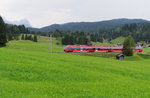 Ein  Werdenfelshamster  erklimmt als RB München - Mittenwald gerade die Schmalenseehöhe bei den Buckelwiesen.