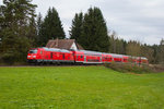 245-002 mit ihrem RE von München nach Lindau. Aufgenommen auf der Strecke zwischen Kißlegg (Allgäu) und Wangen (Allgäu. 23.10.16