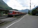 Wendezugeinheit der RB nach Mnchen Hbf im Bahnhof Mittenwald.