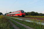 Ein Hamsterdoppel, geführt von 442 130 und 442 134 auf der RE 5 nach Berlin Hbf am 11.09.2016 in Nassenheide.