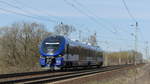 Ein PESA-Link Triebwagen auf seinem Weg als RB24 nach Berlin Lichtenberg kurz vor Wartenberg. Aufgenommen am 4.4.2018 10:55